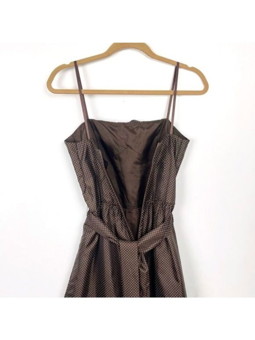 BCBG Paris Brown polka dot pleated dress 8 - Picture 6 of 9